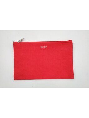Julep Red Cosmetic Bag Makeup Pouch Zipper Travel Case Slim Canvas